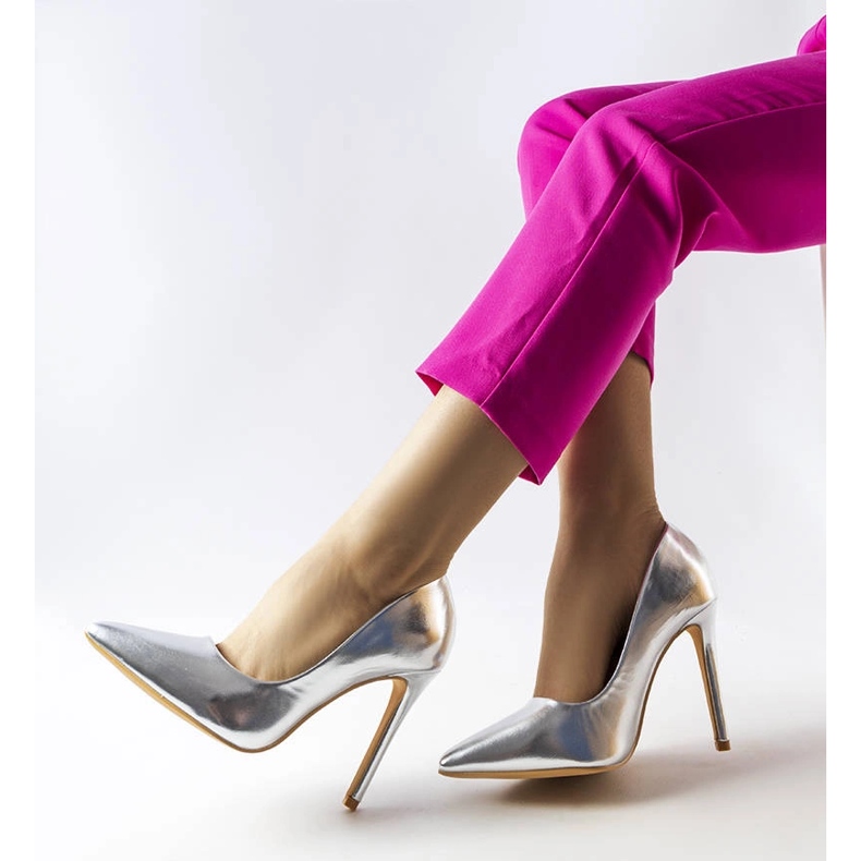 Silver metallic Cabell heels 1