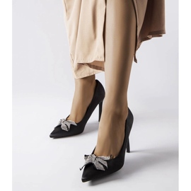 Black pins with a satin finish with a Mia bow 1