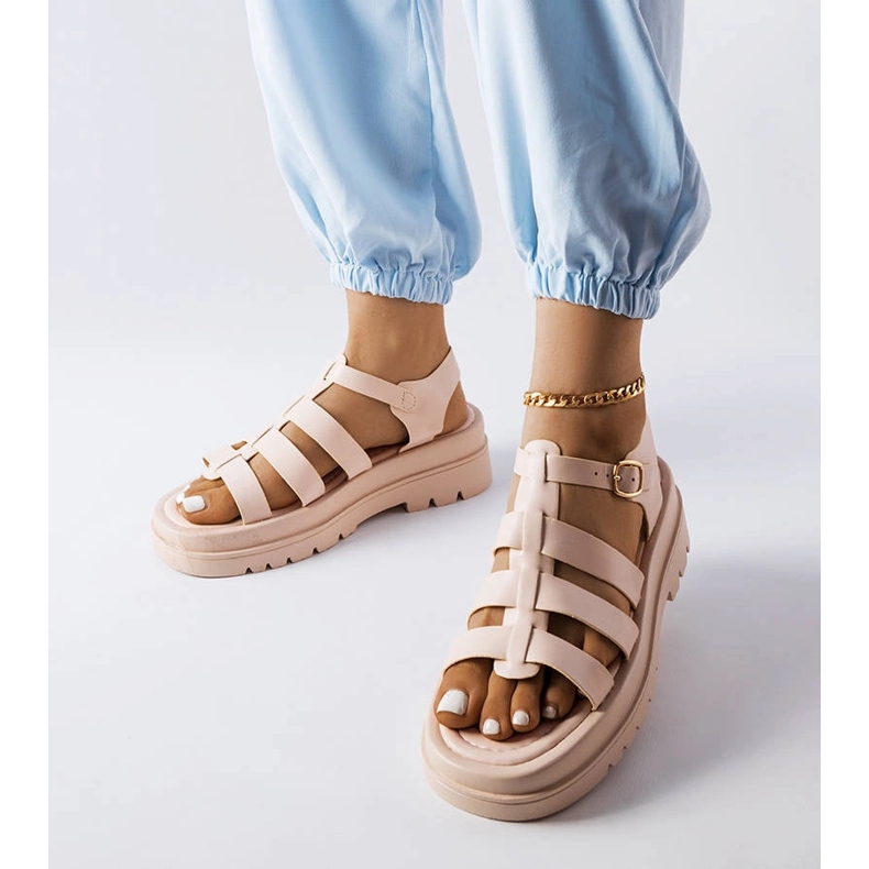 Beige sandals with tract soles from Saidi 1