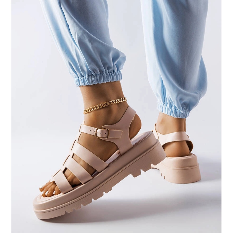 Beige sandals with tract soles from Saidi 2