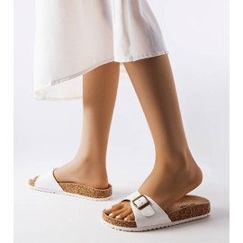White cork slides with buckles from Lee Cooper LCW-22-35-1169L 2
