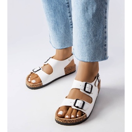 White cork sandals with buckles from Lee Cooper LCW-22-35-1160L 1