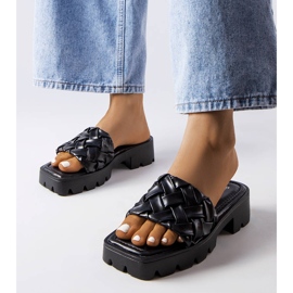 Black slippers with tractor soles from Lora 1