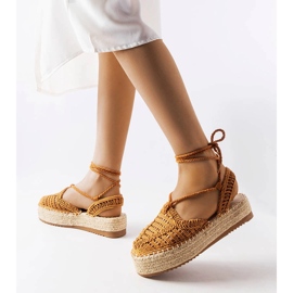 Camel lace-up espadrilles from Partenia brown 1