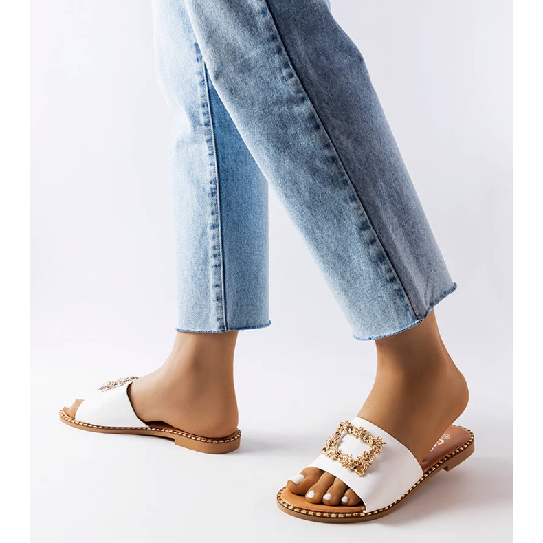 Miriam white sliders with decoration 2