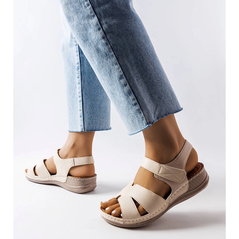 Beige low wedge sandals from Nelly 1