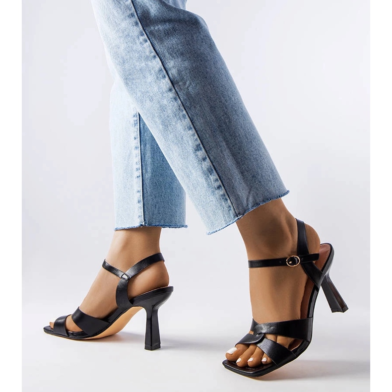 Karolina black high heel sandals with belt 1 Karolina black high heel sandals with belt 1
