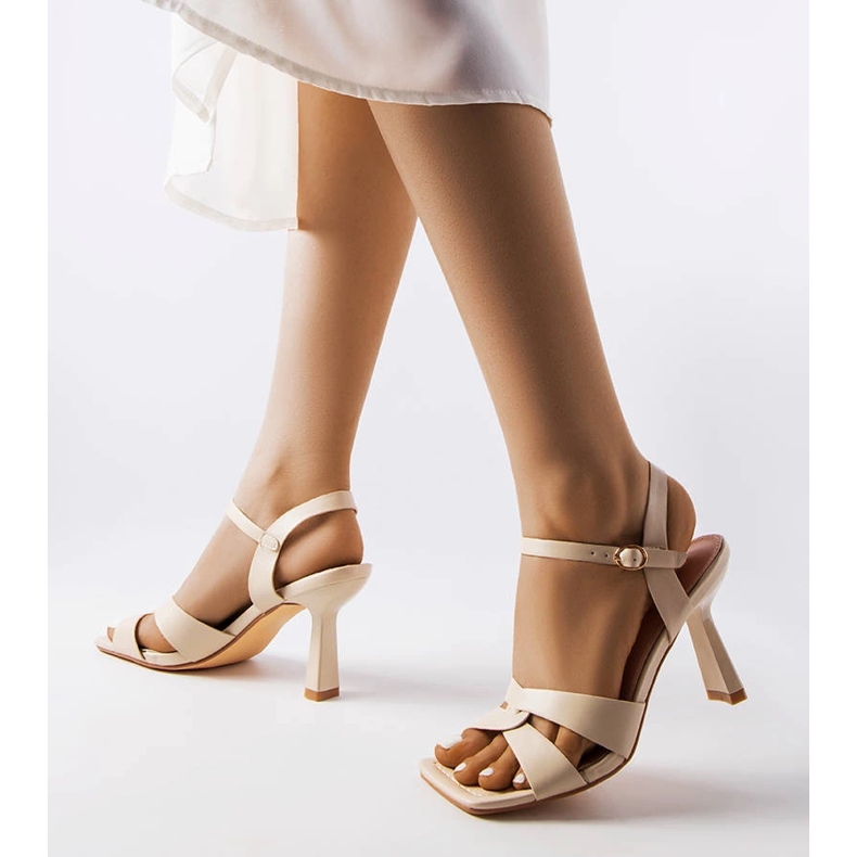 Beige high heel sandals with belt from Karolina 1
