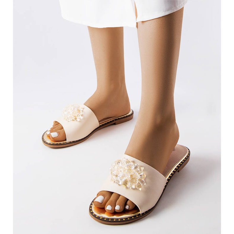 Beige sliders with crystals from Lowa 1