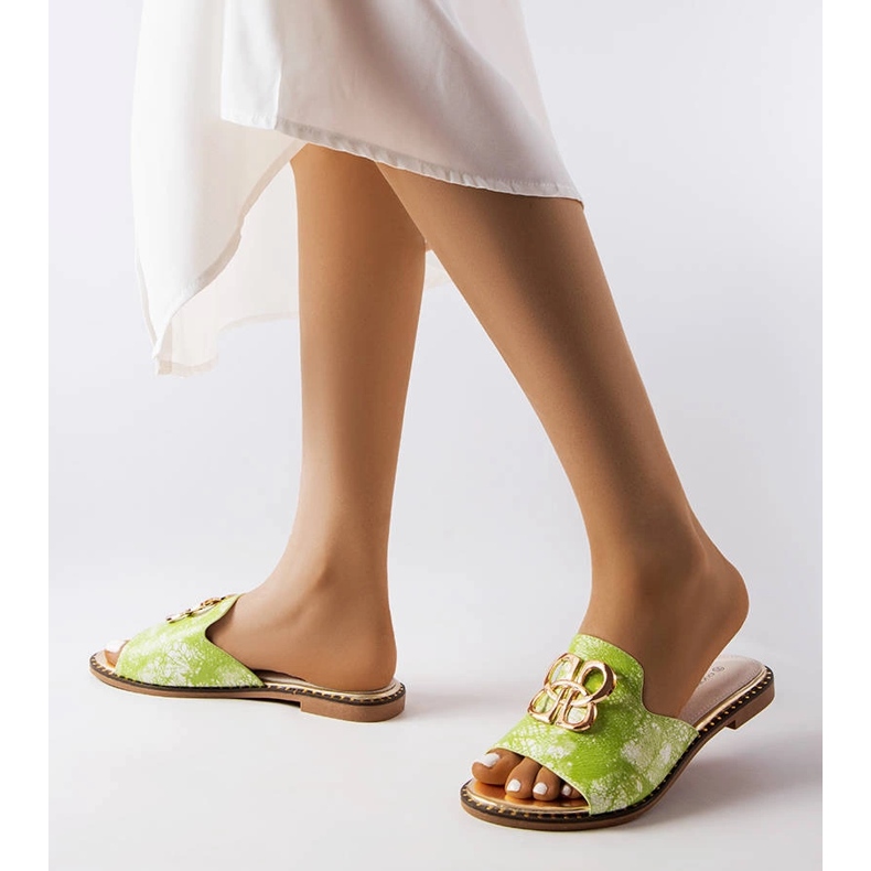 Lea green slides with a buckle 2