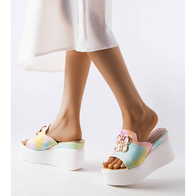 Havanna rainbow wedge sliders multicolored 2
