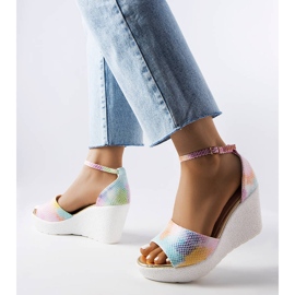 Women's rainbow wedge sandals from Allis multicolored 1