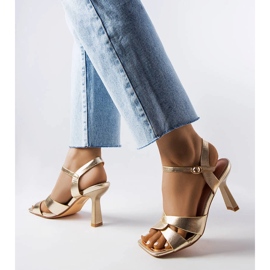 Karolina gold high heel sandals with belt golden 1 Karolina gold high heel sandals with belt golden 1