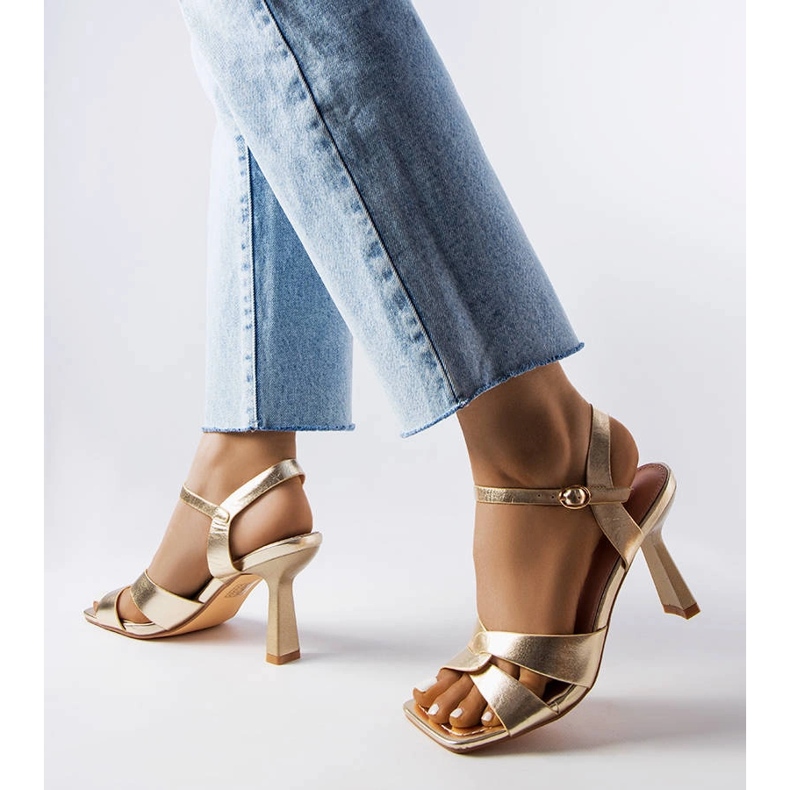 Karolina gold high heel sandals with belt golden 1 Karolina gold high heel sandals with belt golden 1