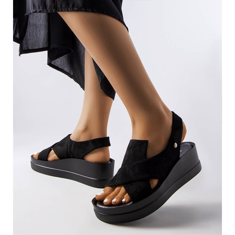 Black wedge sandals from Adelina 1