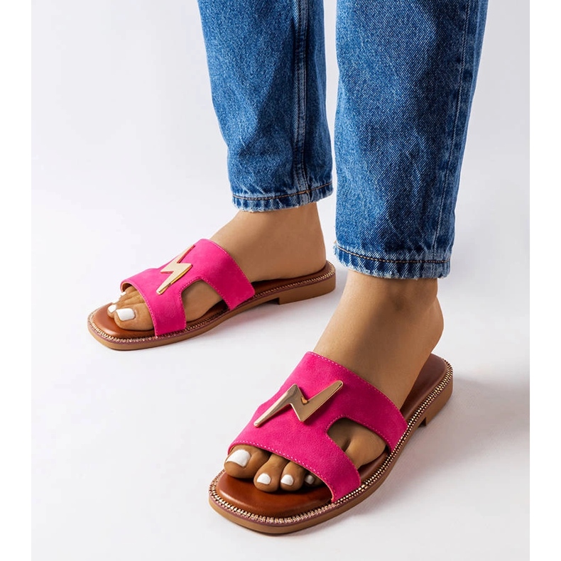 Pink flat slides from Leyra 1