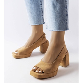 Karino velor block sandals beige 1