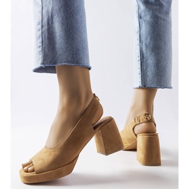 Karino velor block sandals beige 2