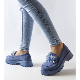 Blue eco suede shoes with crystals Lilja 1