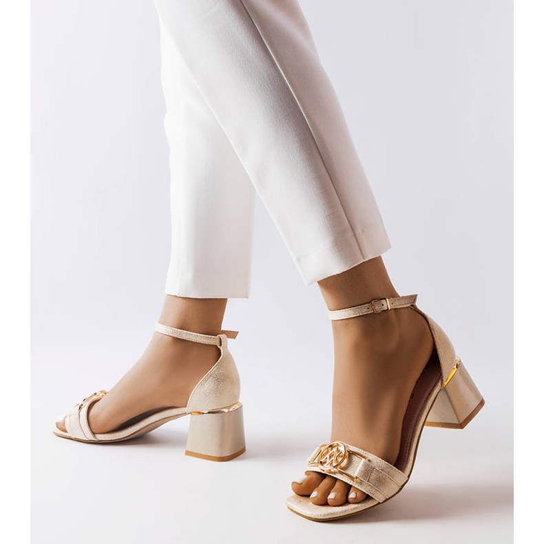 Inna Golden Helmi low heel sandals beige 2