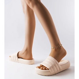 Inna Beige slippers decorated with quilting from Dorene 2