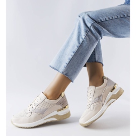 Goodin Beige perforated sneakers from Manfrin 1