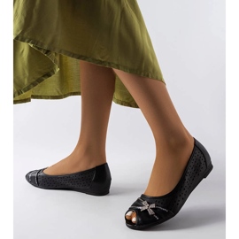 Openwork black ballerinas with a bow from Simpsville 1