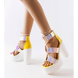 Inna Yellow massive sandals on the post Katja 1