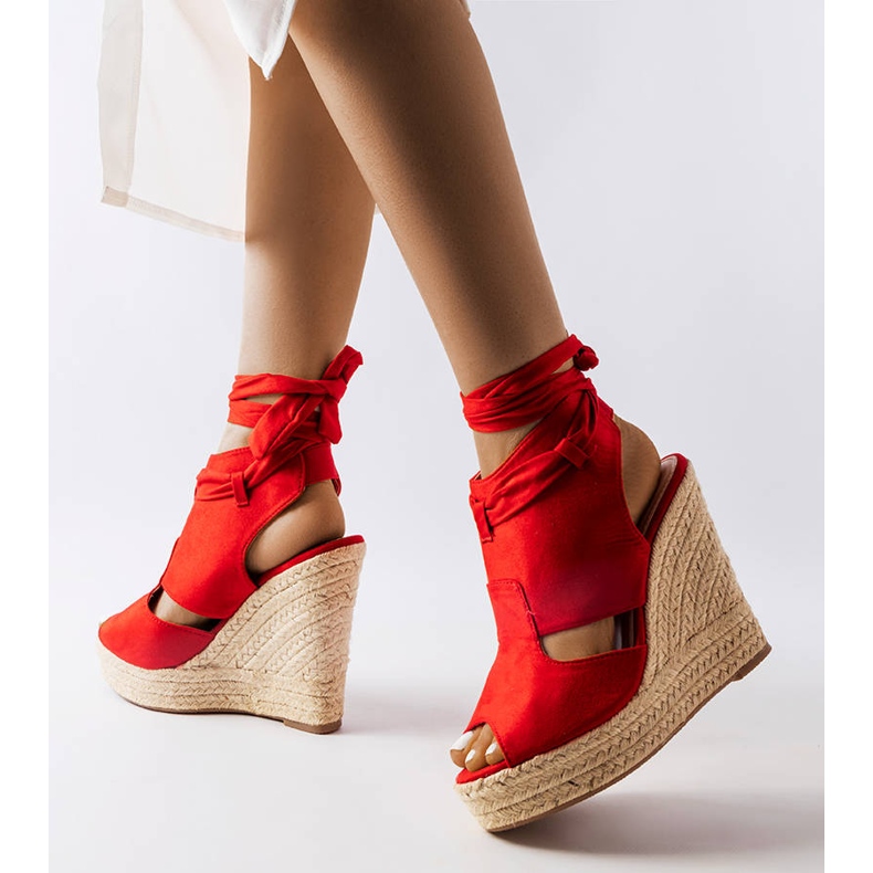 Red wedge sandals from Baader 1