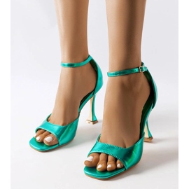 Inna Green shiny high heel sandals with a strap from Delinda 1