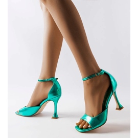 Inna Green shiny high heel sandals with a strap from Delinda 2