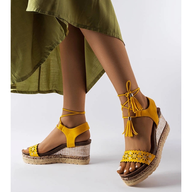 Tahoe yellow wedge espadrilles 1