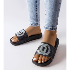 Black slides decorated with rhinestones from Glendale 1