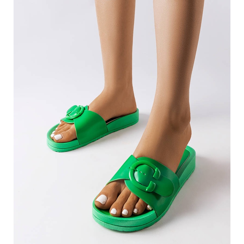 Inna Green slides with a buckle from Généreux 1