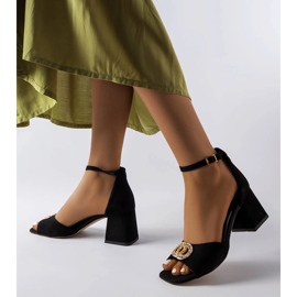 Black suede heeled sandals from Karino 1