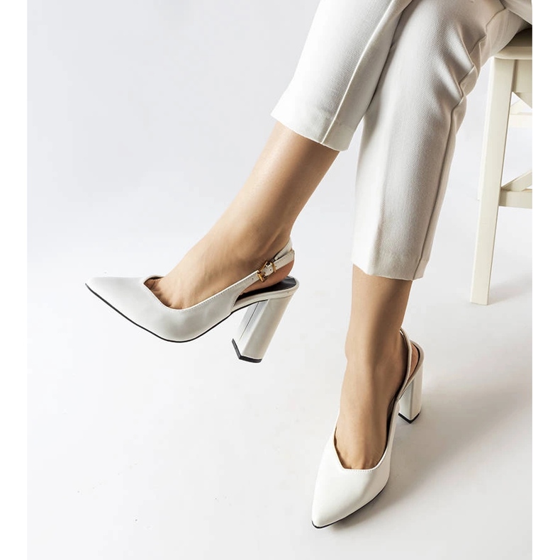 White open heel pumps from Wechsler 1