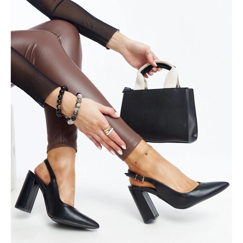 Black open heel pumps from Wechsler 1