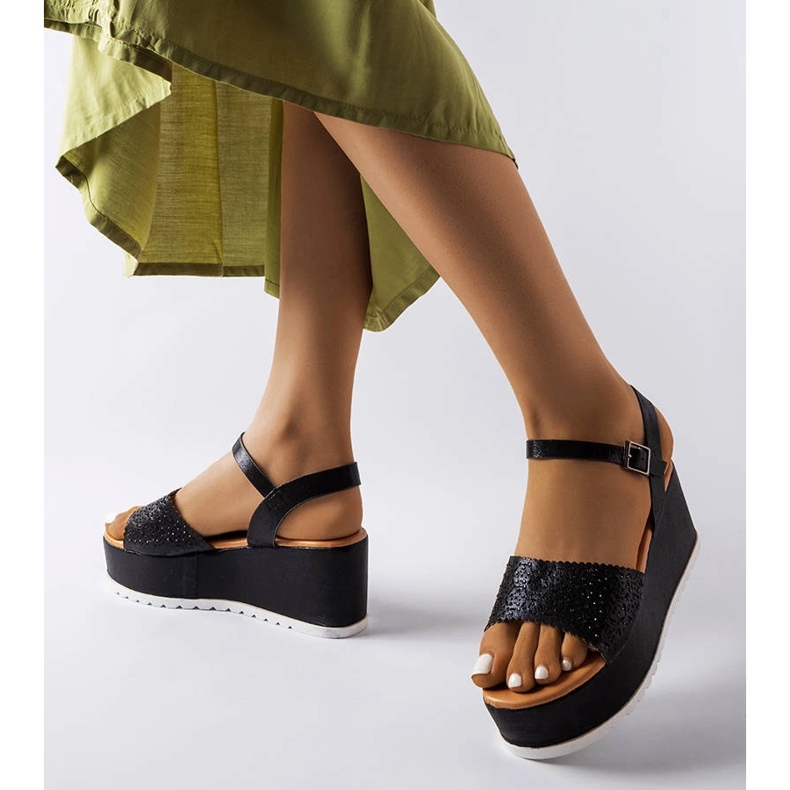Black openwork platform sandals from Stockton 1