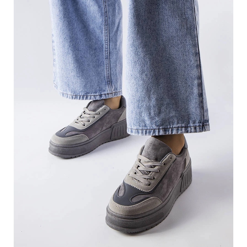 Gray platform sneakers from Fabienne grey 1