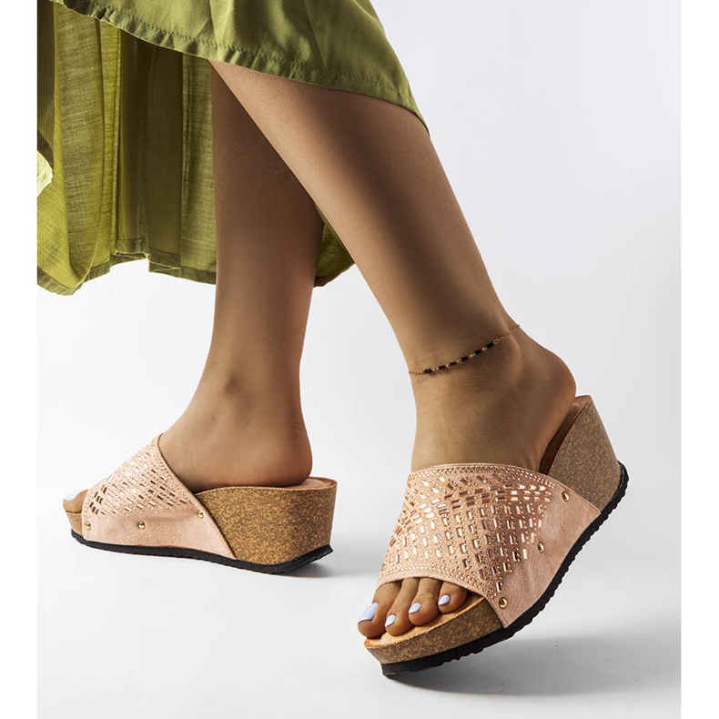 Pink rhinestone wedge sandals from Guymon 2