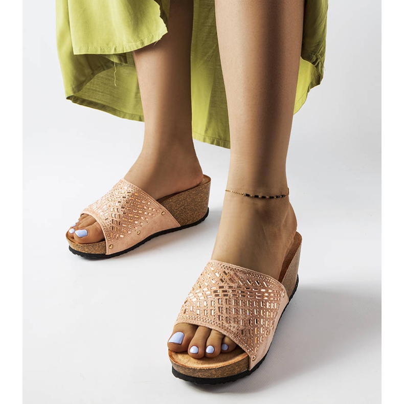 Pink rhinestone wedge sandals from Guymon 1