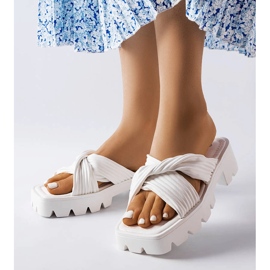 Dubé white sliders with tractor soles beige 1