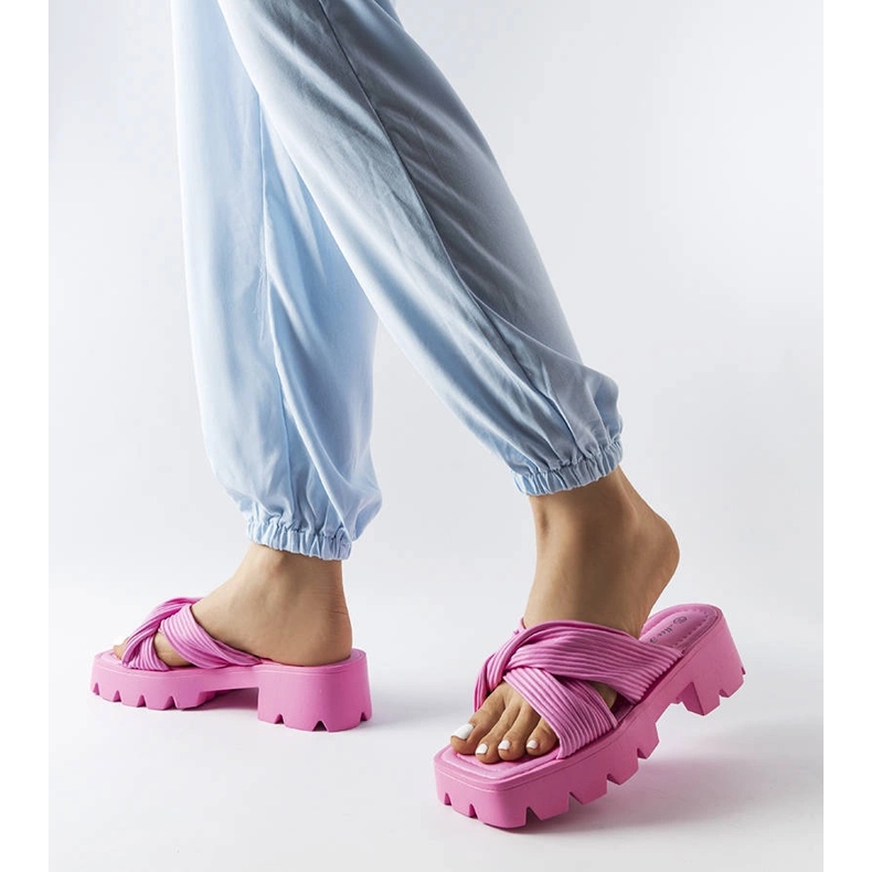 Inna Dubé pink tractor sole sliders 2