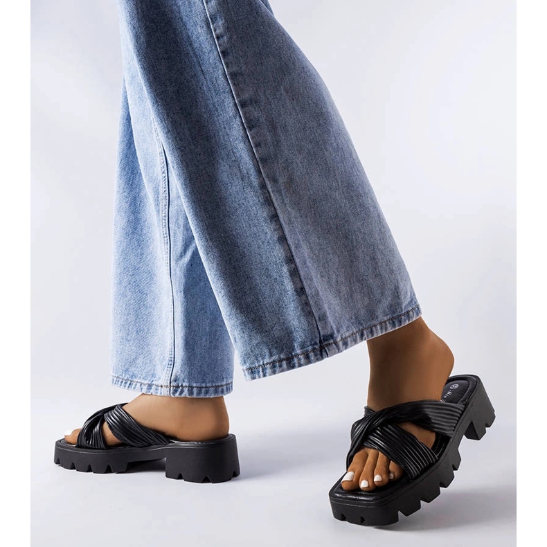 Dubé black sliders with tractor soles 2