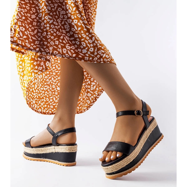 Access black wedge sandals 1