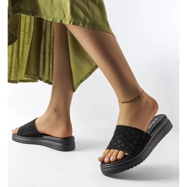 Black openwork sliders with zircons from Irvine 2