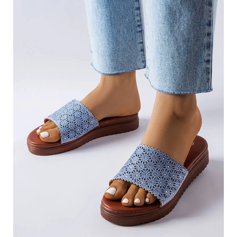 Blue openwork sliders with zircons from Irvine 1