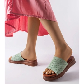 Green slippers with an openwork upper from Idabel 2