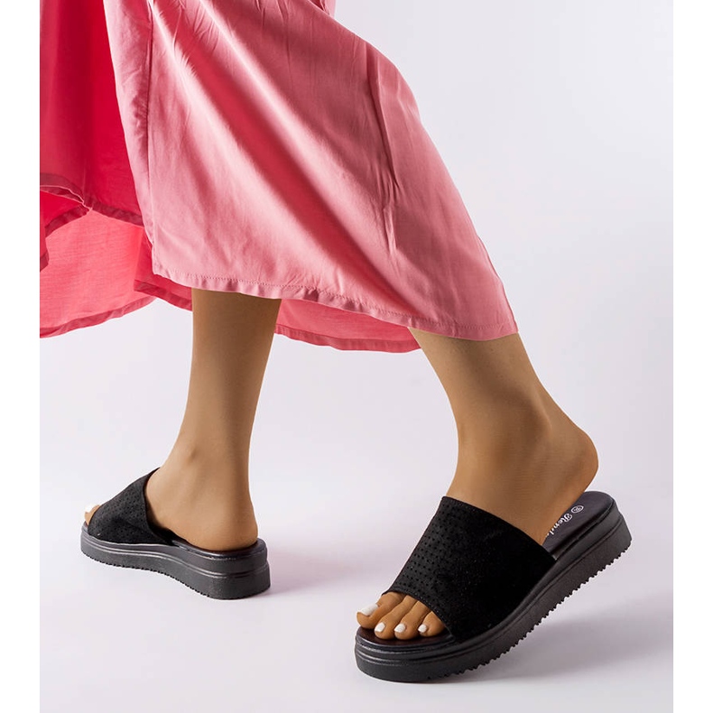 Black slides with an openwork upper from Idabel 1