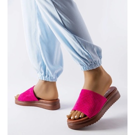 Dark pink slides with an openwork upper from Idabel 2